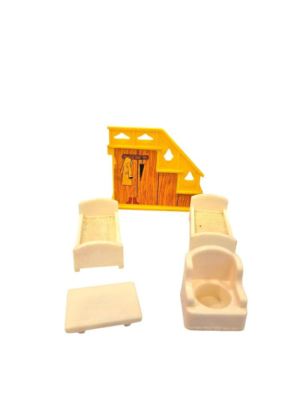 Vintage Fisher-Price Little People Beds Chairs Table Staircase Closet Play House